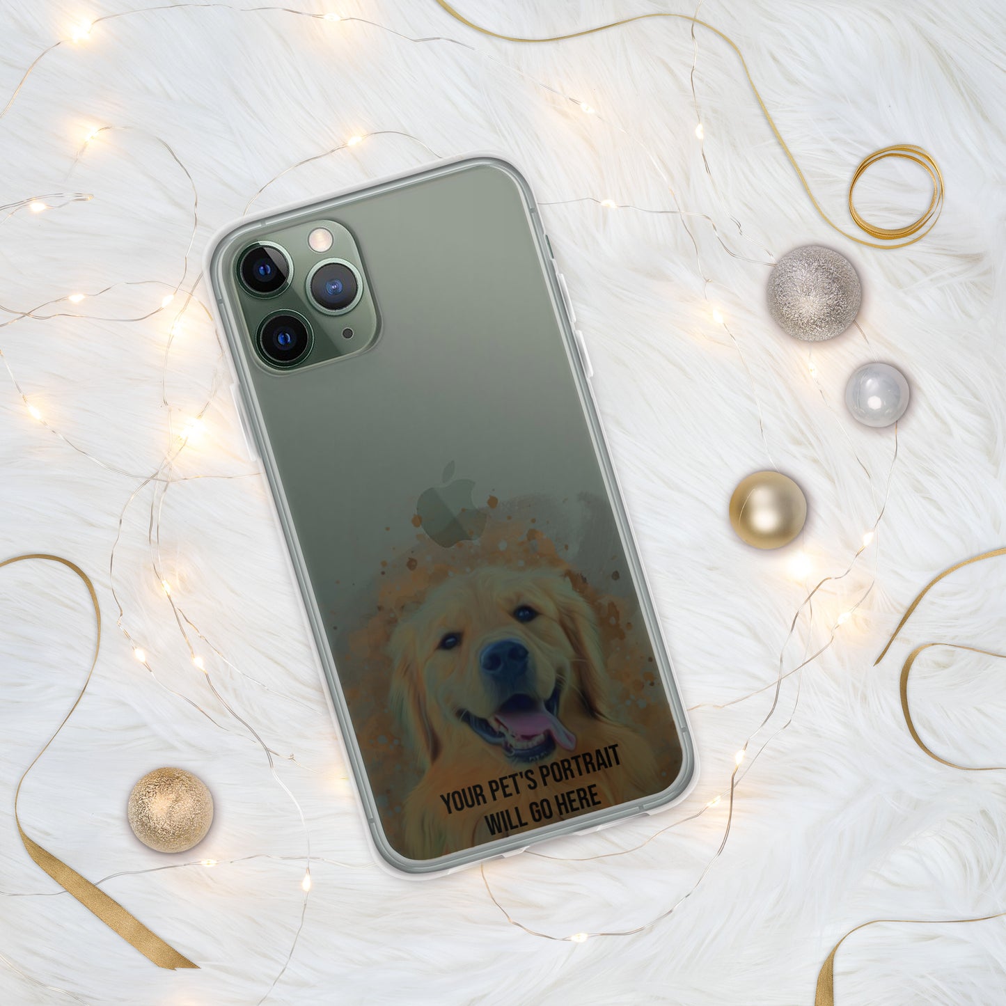 Clear iPhone Case with Digital Watercolor Portrait of your Pet