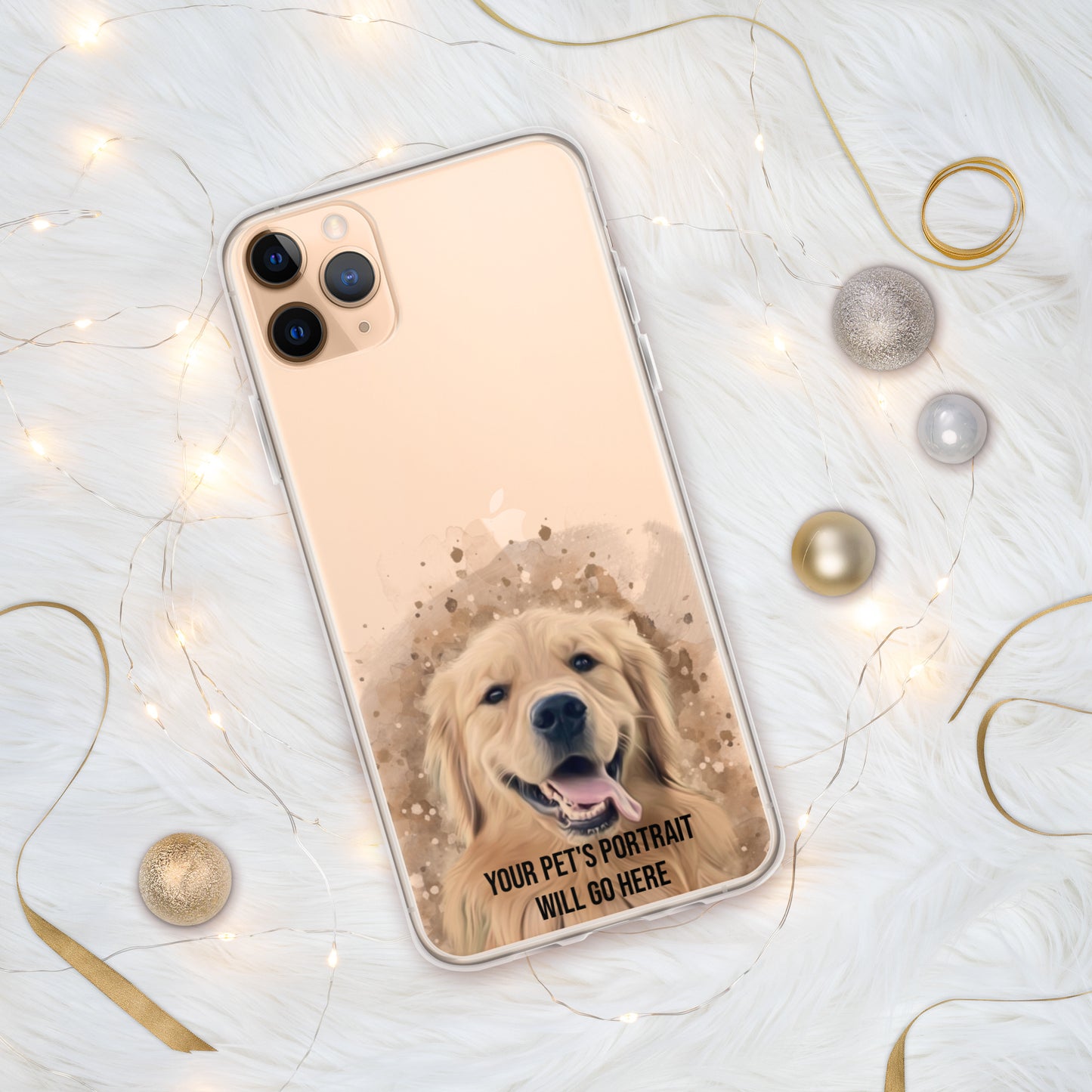 Clear iPhone Case with Digital Watercolor Portrait of your Pet