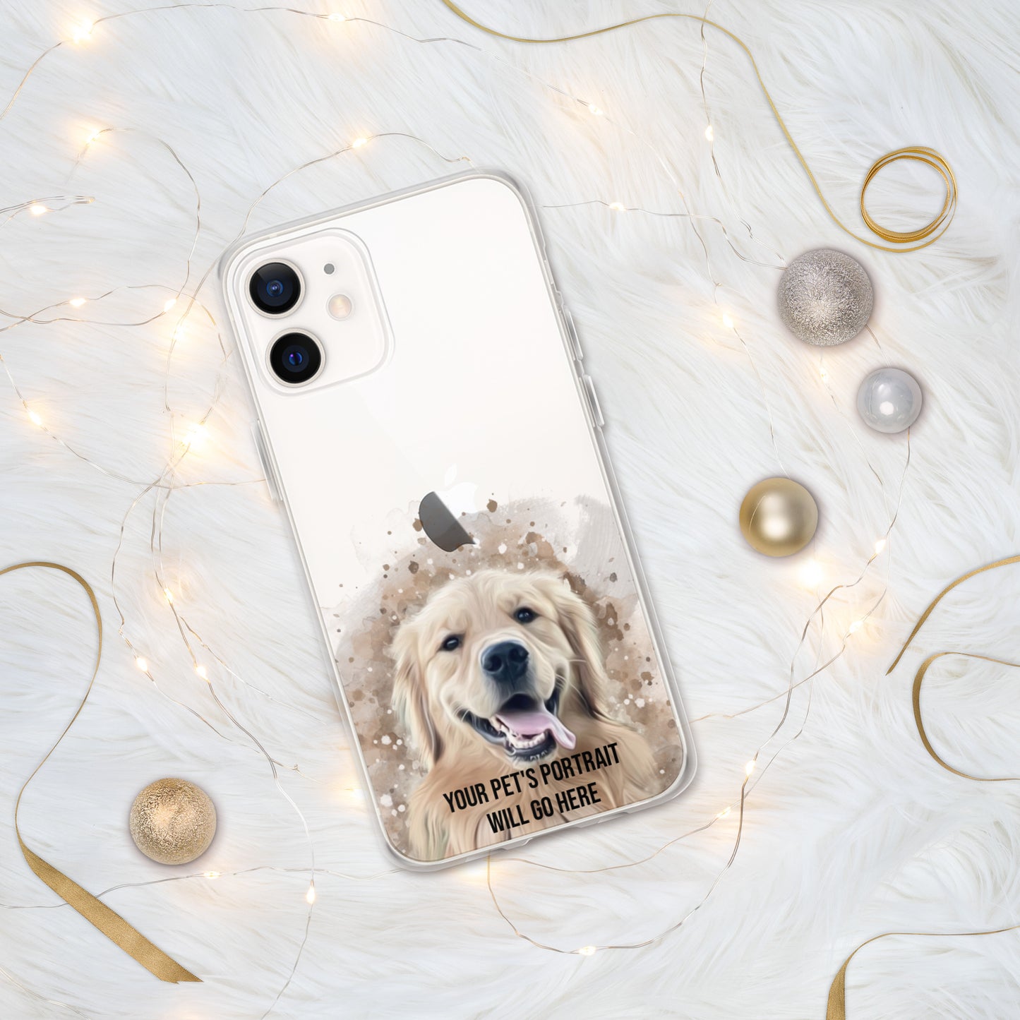 Clear iPhone Case with Digital Watercolor Portrait of your Pet