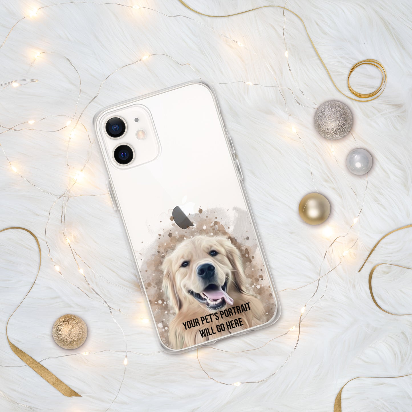 Clear iPhone Case with Digital Watercolor Portrait of your Pet