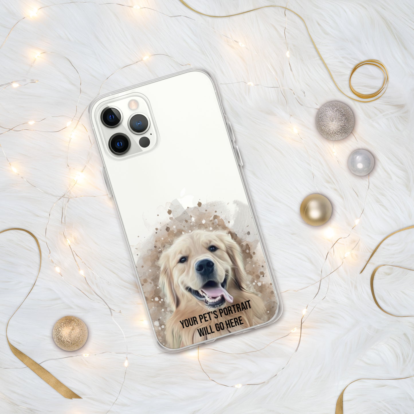 Clear iPhone Case with Digital Watercolor Portrait of your Pet