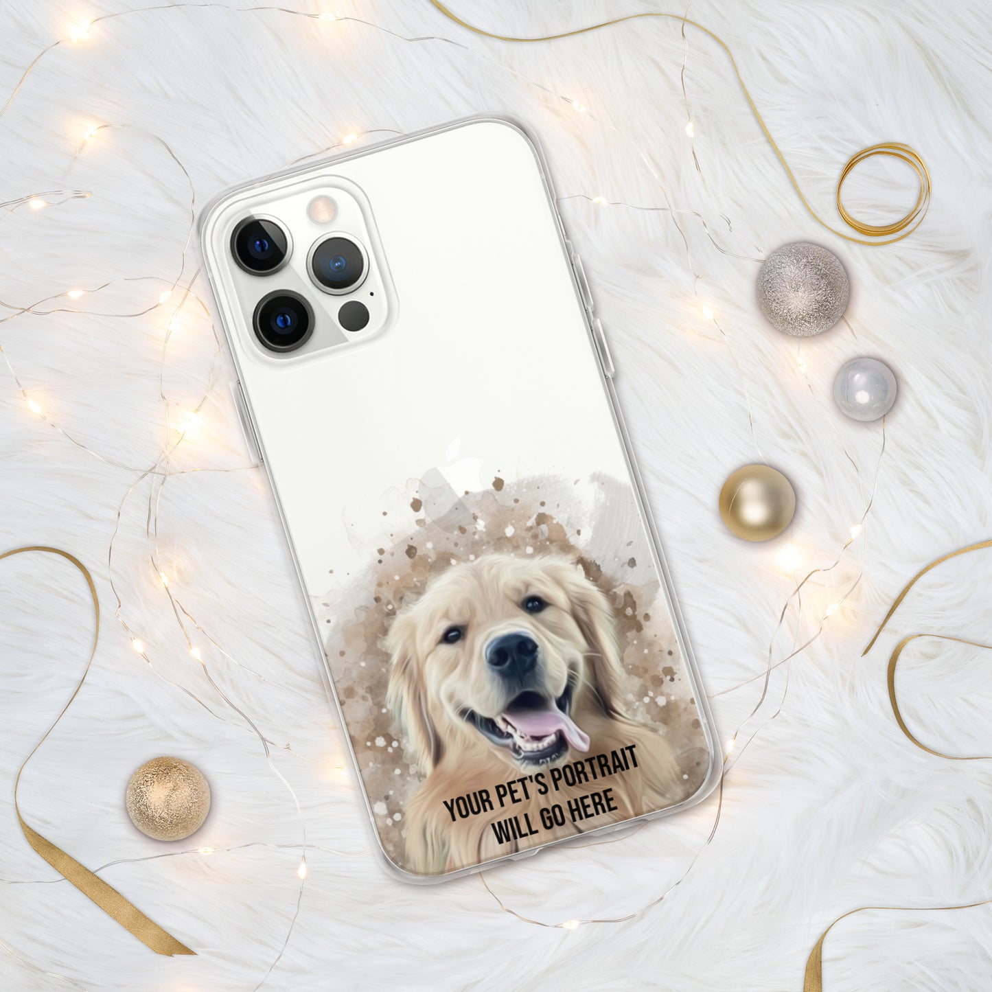 Clear iPhone Case with Digital Watercolor Portrait of your Pet