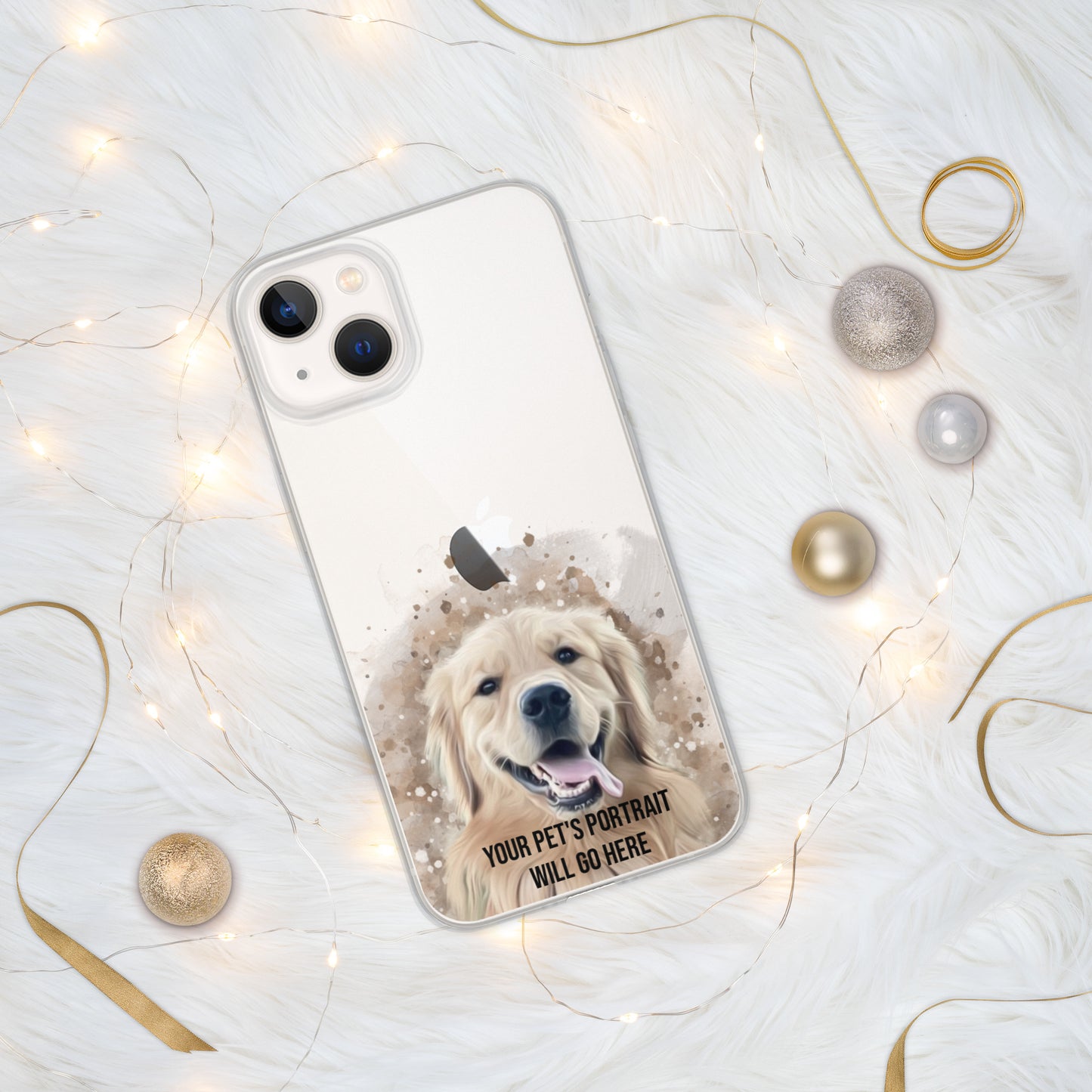 Clear iPhone Case with Digital Watercolor Portrait of your Pet