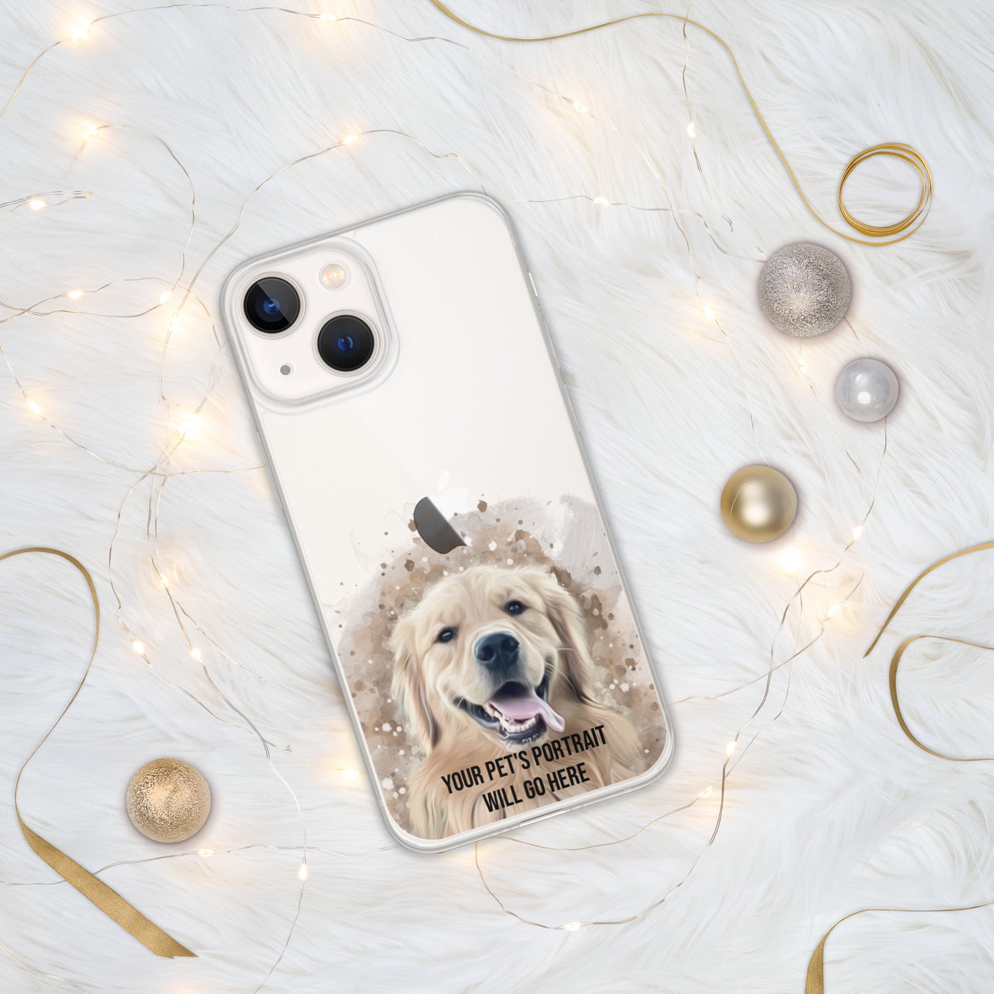 Clear iPhone Case with Digital Watercolor Portrait of your Pet