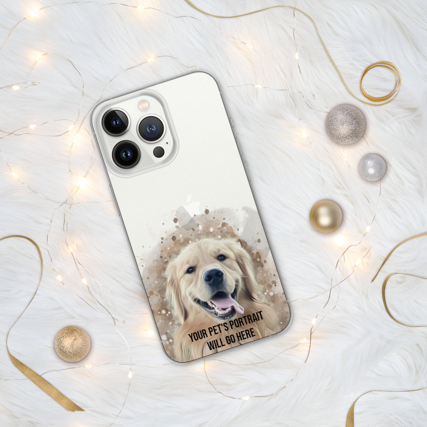 Clear iPhone Case with Digital Watercolor Portrait of your Pet