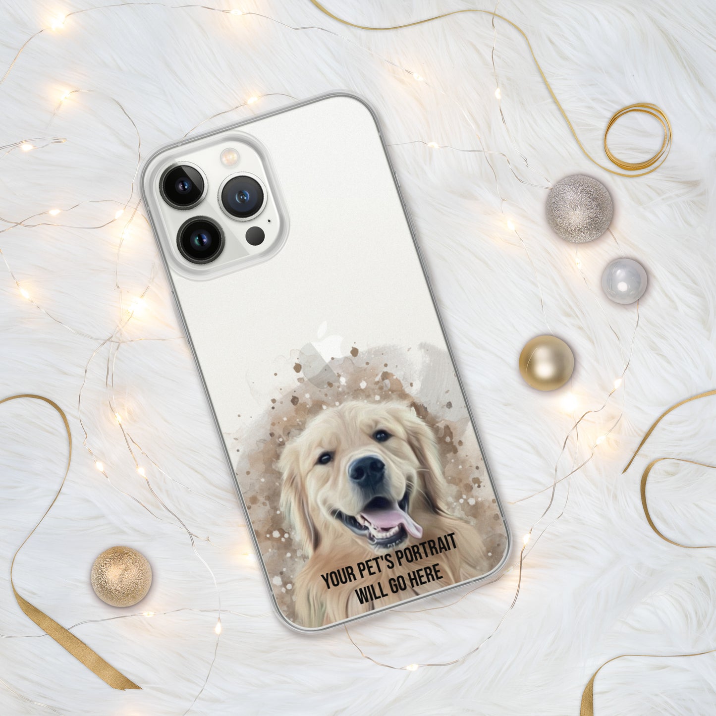 Clear iPhone Case with Digital Watercolor Portrait of your Pet