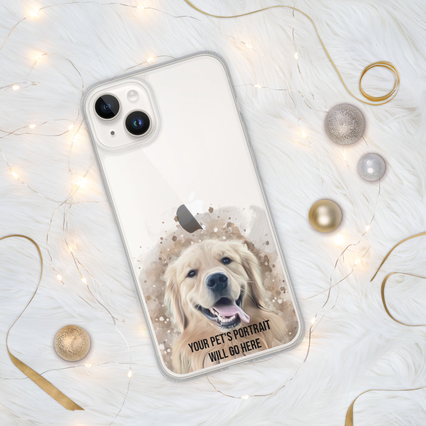 Clear iPhone Case with Digital Watercolor Portrait of your Pet