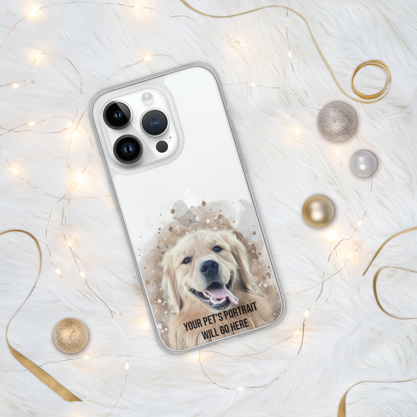 Clear iPhone Case with Digital Watercolor Portrait of your Pet