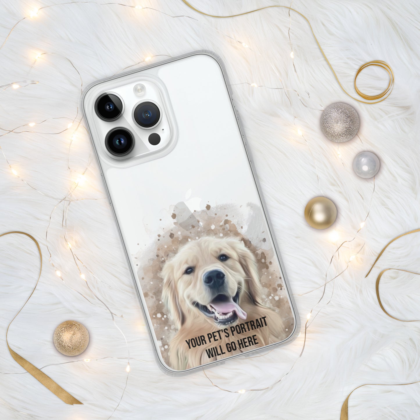 Clear iPhone Case with Digital Watercolor Portrait of your Pet