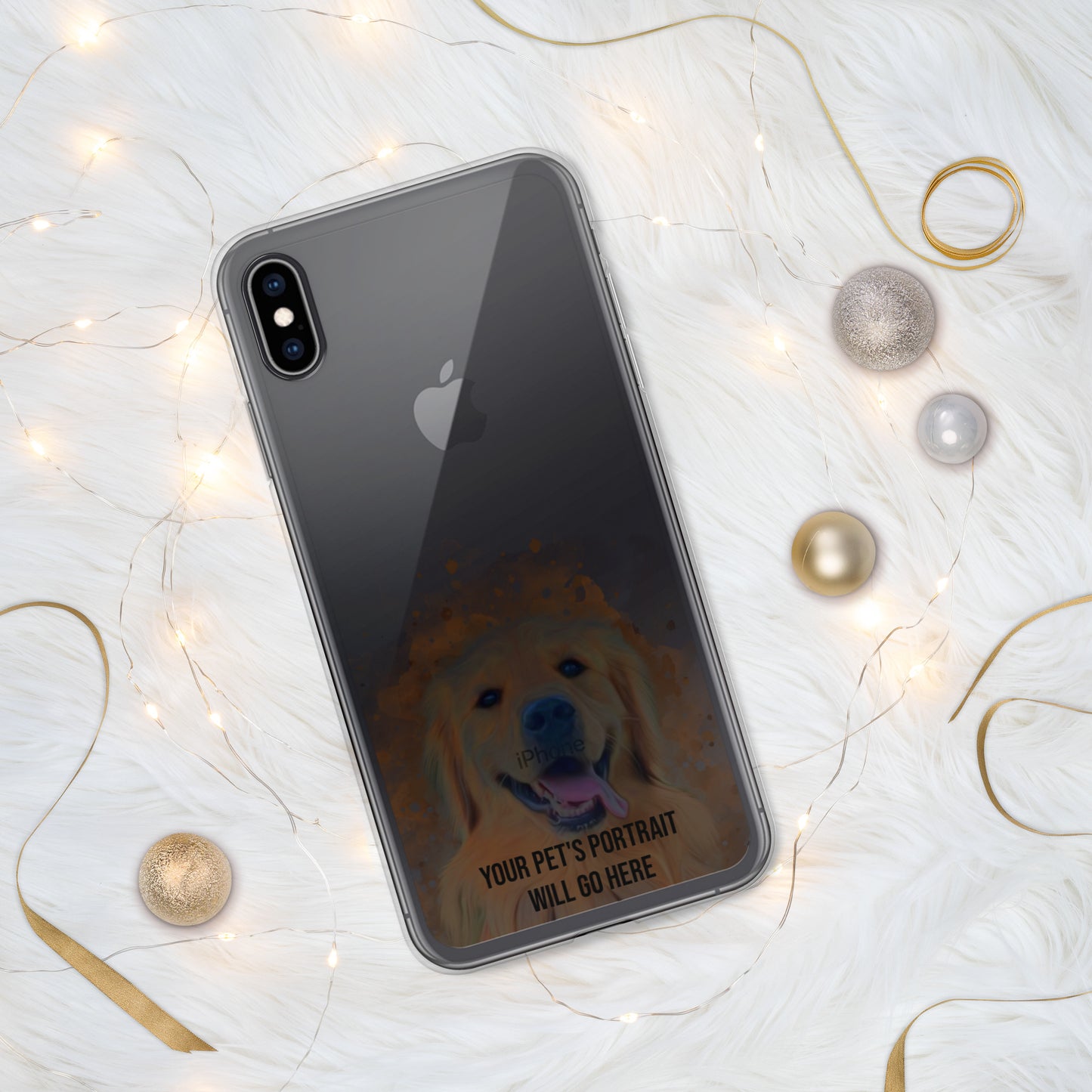 Clear iPhone Case with Digital Watercolor Portrait of your Pet